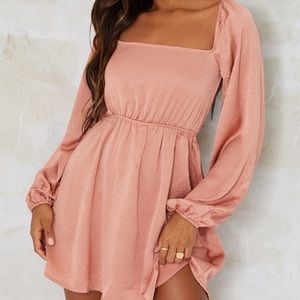 Open back textured satin dress